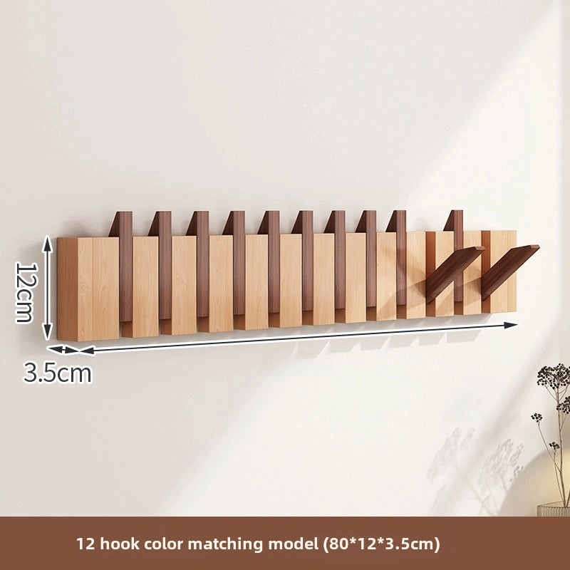 Solid Wood Piano Key Hook Punch-Free Wall Mounted Japanese Style Clothes Hanger for Entrance Door|Home Organization & Storage