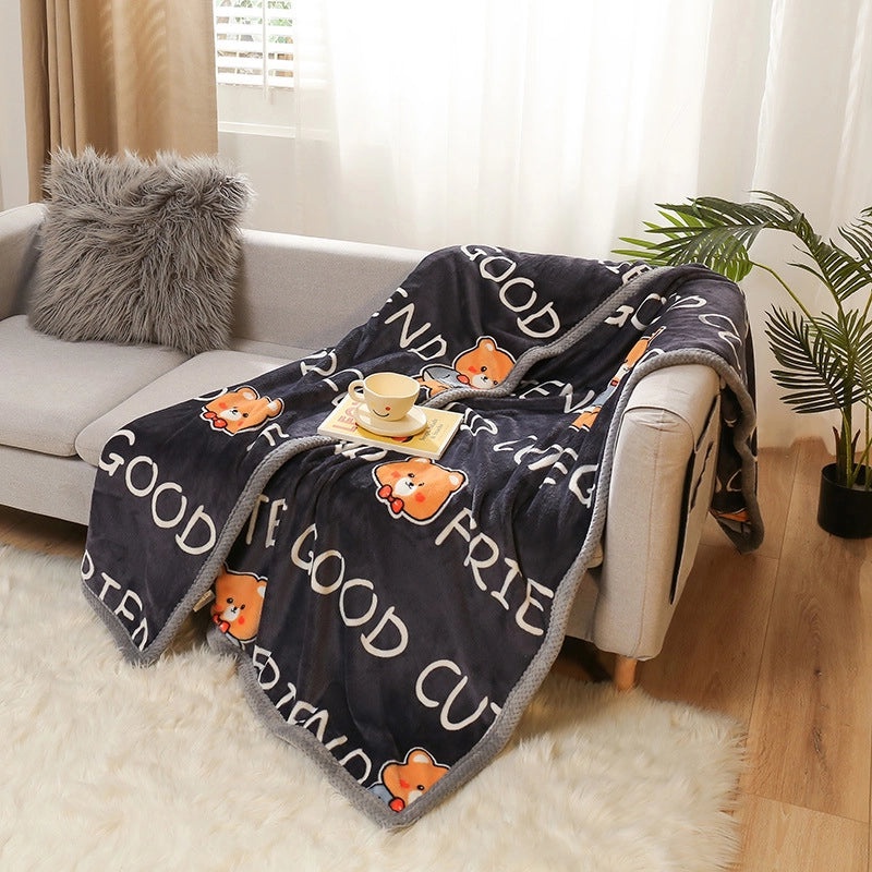 Thickened Autumn Winter Fleece Blanket Soft Coral Flannel Throw Air-conditioning Quilt Gift|Home & Living Bedding Blankets