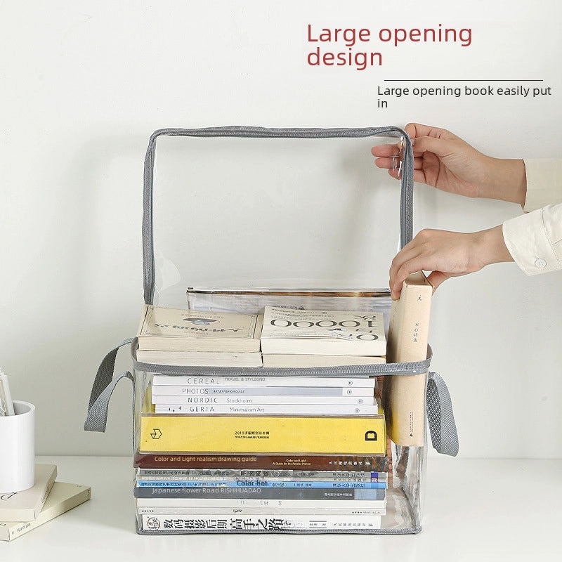 Transparent Foldable Book Storage Box for Student Dormitory Classroom | Home Storage & Organization