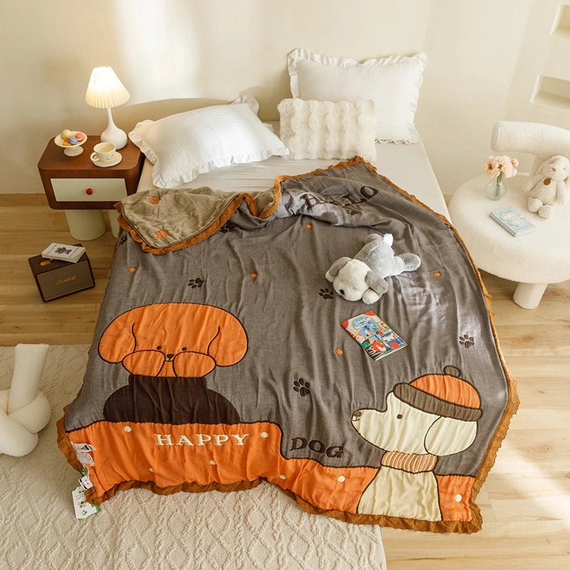 Adorable Cartoon Animal Cotton Summer Blanket for Kids|Home & Bedding