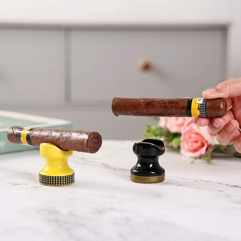 Portable Ceramic Cigar Ashtray Gold Dual-Color Mini Holder European Style | Home & Living Accessories