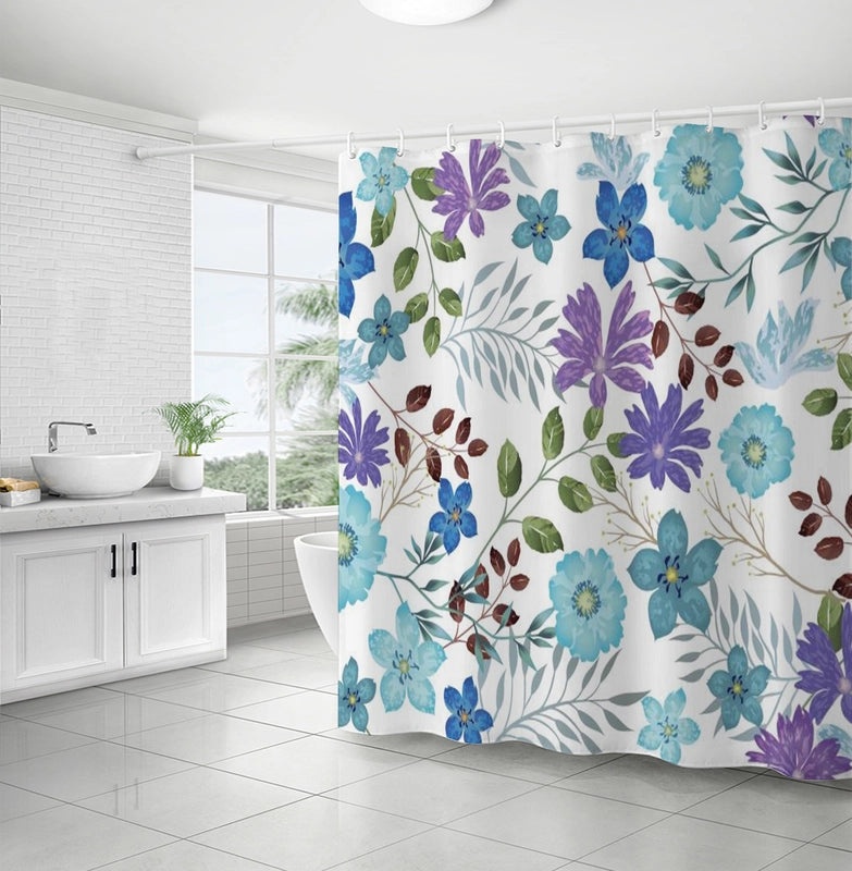 Waterproof Tropical Jungle Leaf Shower Curtain with Hooks 3D Printed Polyester for Bathroom|Shower Curtains & Accessories