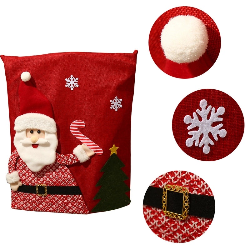 Christmas Nordic Cute Santa Snowman Elk Nonwoven Plush Chair Cover Linen Party Decor|Home & Living