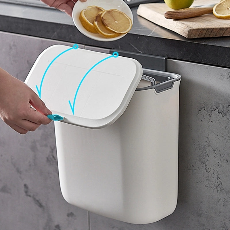 Wall-mounted Kitchen Trash Bin with Lid for Cabinet Door Hanging | Kitchen Storage & Organization