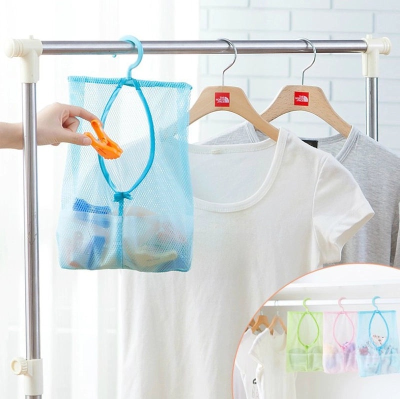Portable Hanging Mesh Storage Bag for Clothes Kitchen Bathroom Organizer | Home Storage & Organization