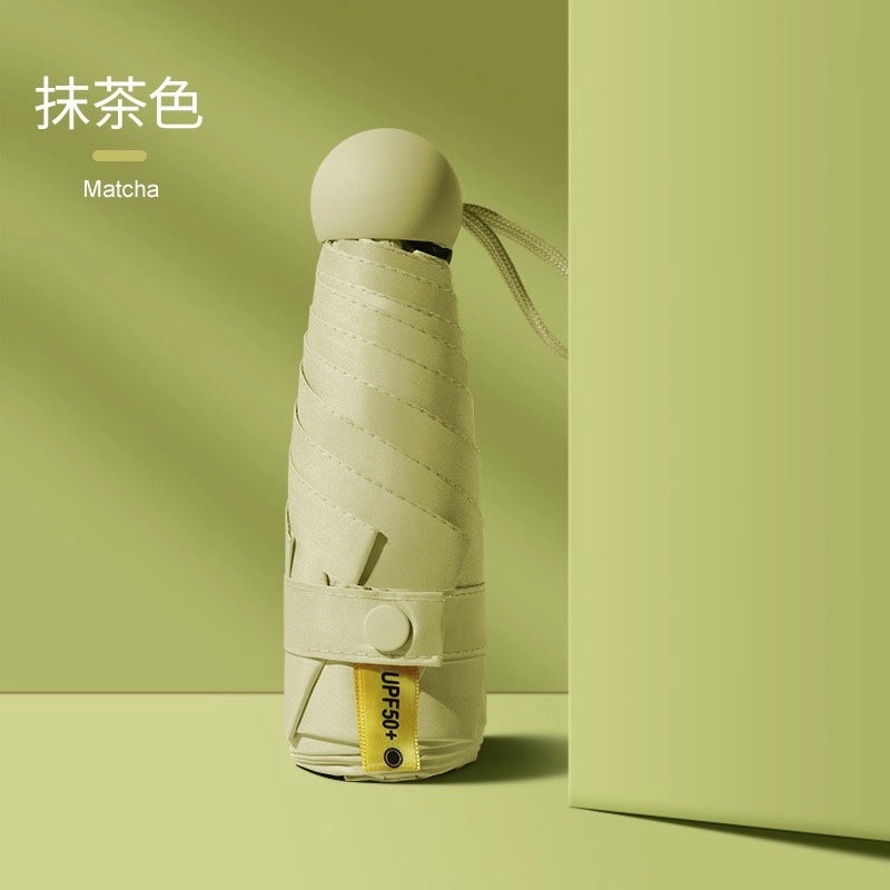 Contrast Color Folding Umbrella UV Protection Five-Rib Lightweight Compact Rain and Sunshade for Women|Umbrellas & Rain Gear