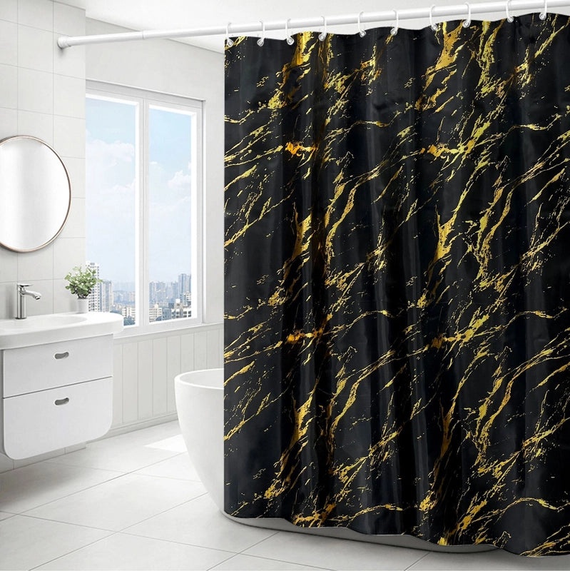 Light Luxury Marble Pattern Waterproof Shower Curtain for Bathroom|Home & Living Bath Accessories