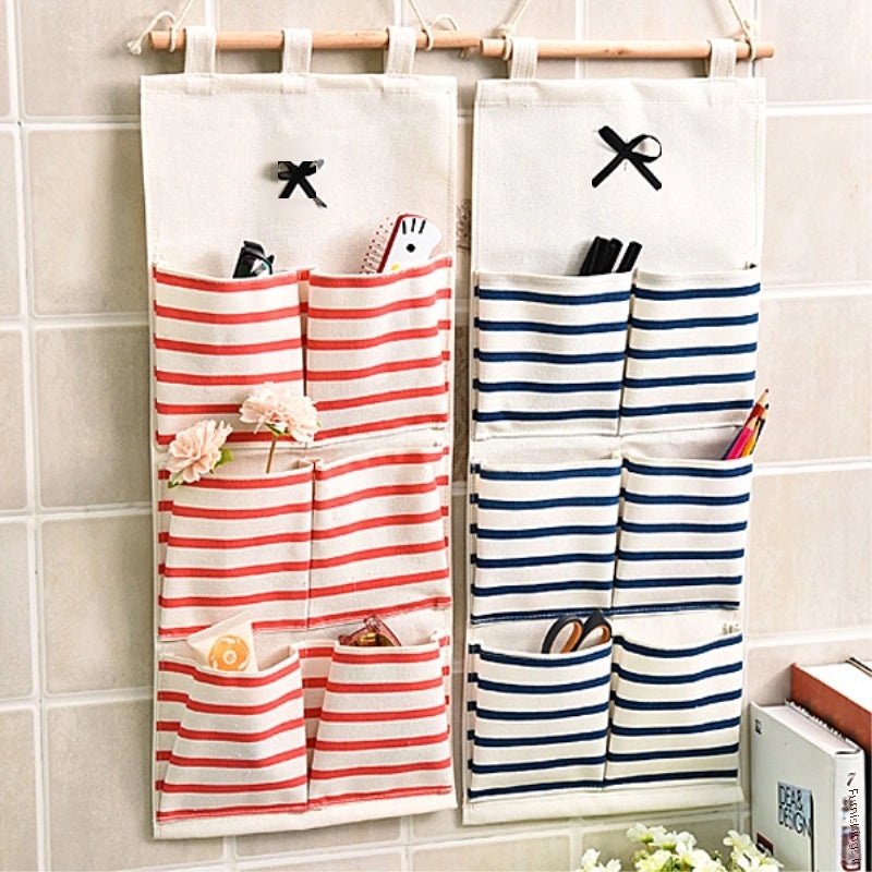 Zakka Cotton Linen Hanging Storage Pocket Waterproof Multi-layer Organizer for Bathroom Door Wall|Home Storage & Organization
