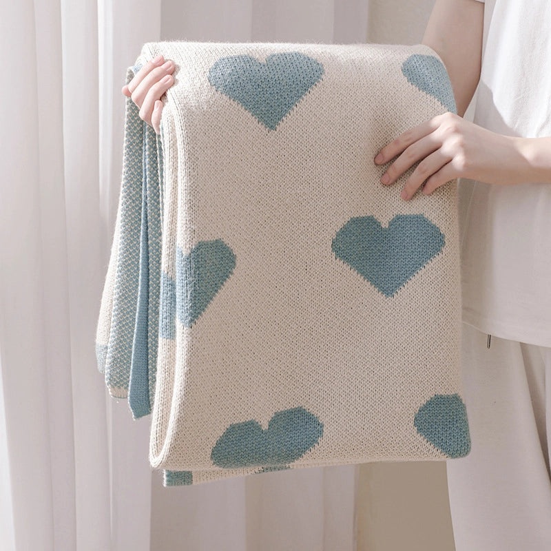 Cute Heart Stripe Acrylic Blanket for Cozy Bedding|Home & Living Bedding