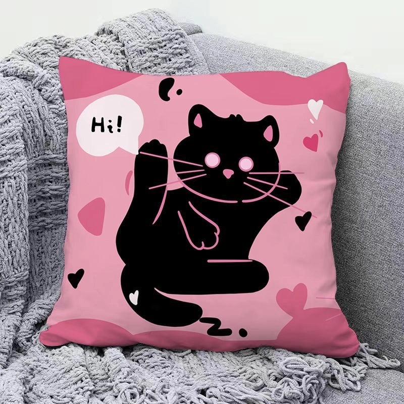 Minimalist Cat Letter Plush Throw Pillow with PP Cotton Filling for Casual Elegant Home Decor|Home Decor