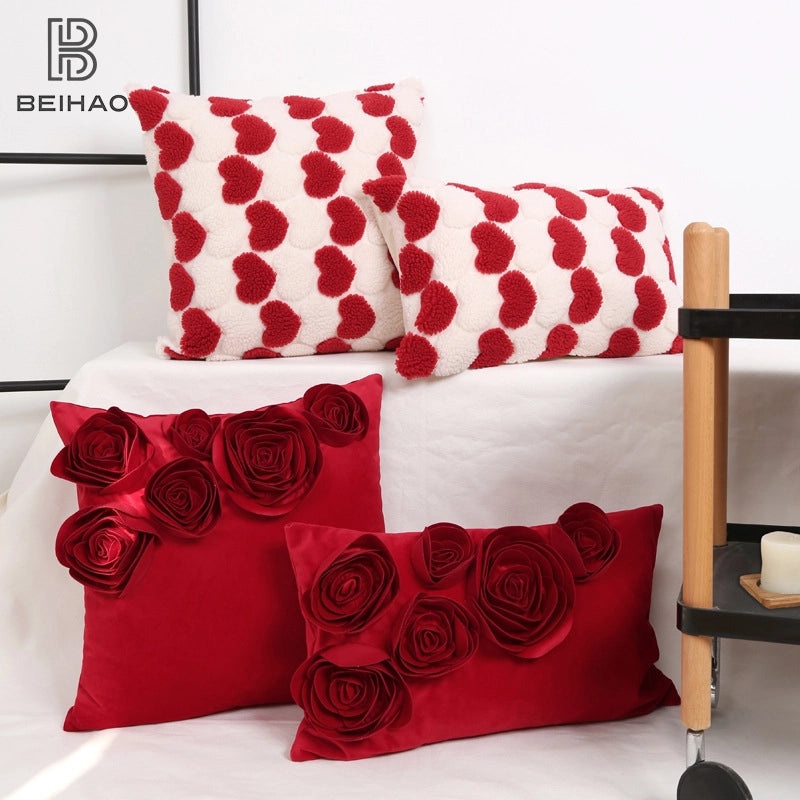 Heart-Shaped Solid Color Polyester Pillow Covers for Couch and Sofa | Home Decor Pillows