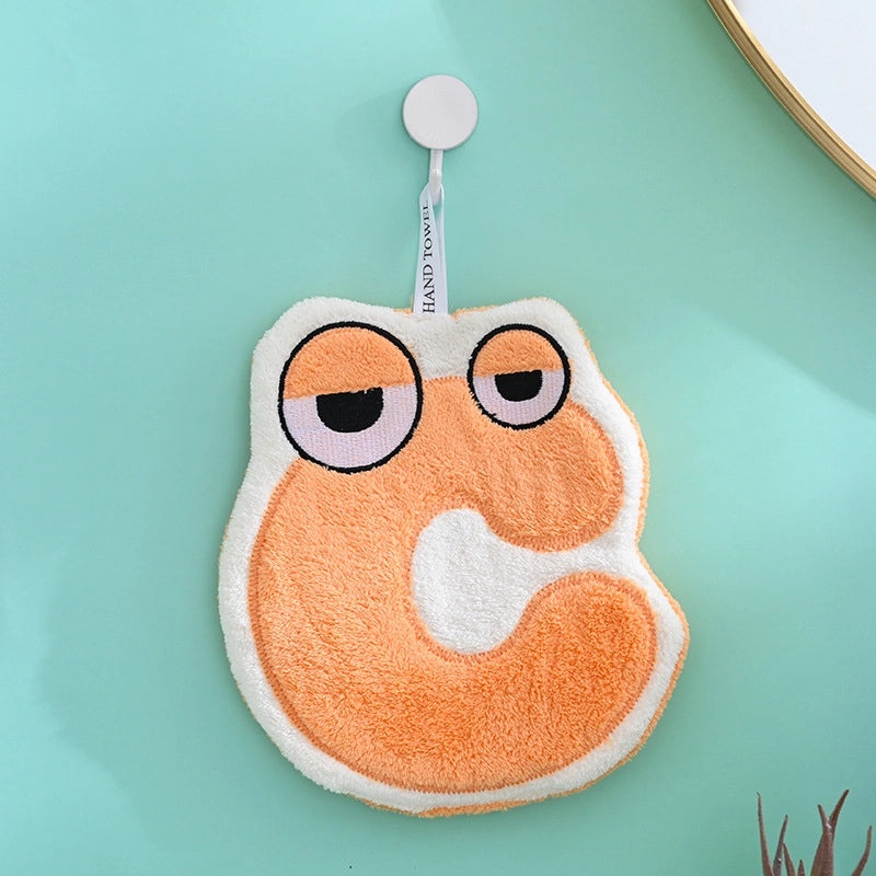 Cute Cartoon Hanging Coral Fleece Hand Towel for Children Absorbent Kitchen Bathroom Use|Home & Kitchen Towels