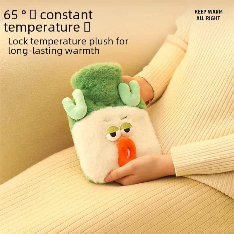 Plush Vegetable Hot Water Bottle Thickened Explosion-proof Soft Warm Belly Warmer for Baby Winter Use|Home & Living > Heating & Warmers
