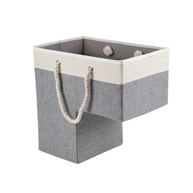 Foldable Gray Stair-Shaped Fabric Storage Basket with Handle | Home Storage & Organization