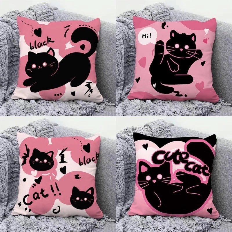 Minimalist Cat Letter Plush Throw Pillow with PP Cotton Filling for Casual Elegant Home Decor|Home Decor