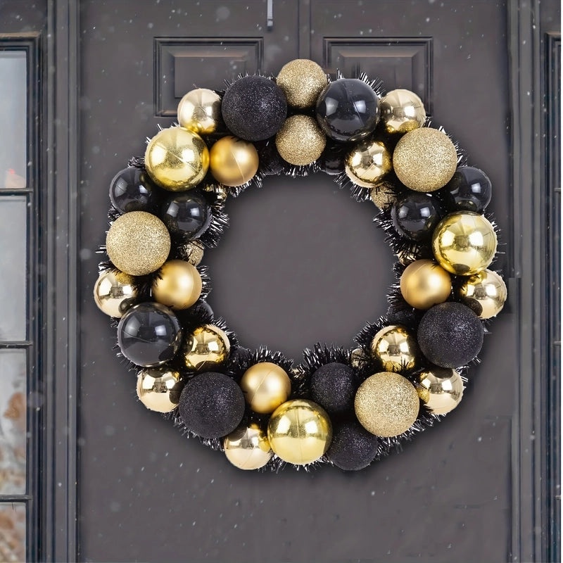 Black Gold Christmas Ball Garland Door Hanging Decorations 66PCS|Holiday Decorations