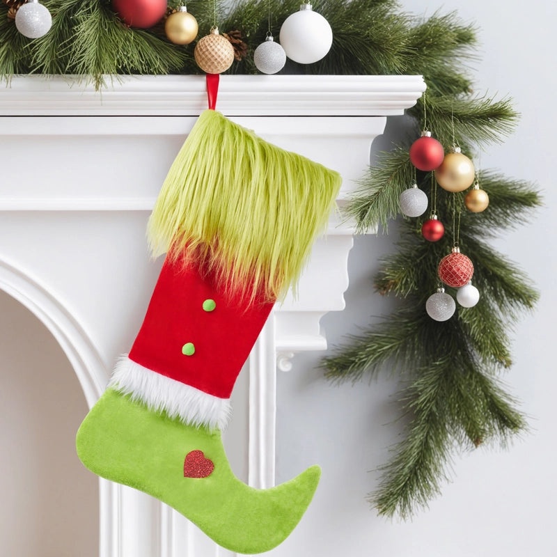 Christmas Heart-Shaped Holiday Socks Decoration Polyester Indoor Hanging Ornament|Christmas Decorations