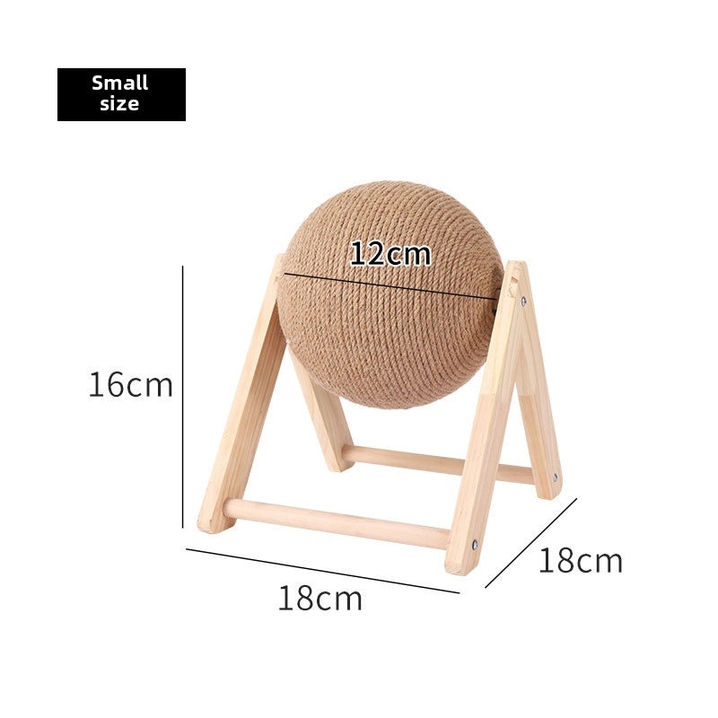 Durable Wooden Cat Scratching Post with Hand-Wound Rope Ball and Climbing Frame for Pets|Cat Toys & Accessories