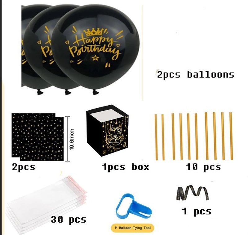 Birthday Party Lottery Box Balloons with IG Style Letter Paper Aluminum Film | Party Supplies
