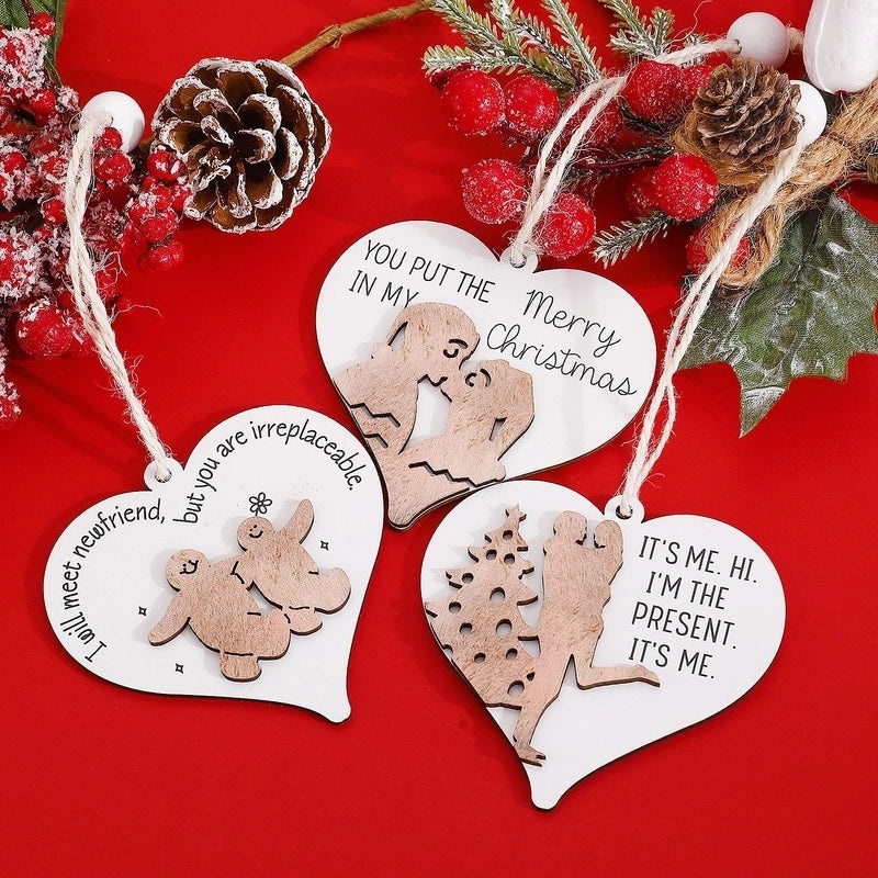 Romantic Heart-Shaped Wood Hanging Ornament for Christmas and Valentine’s Day Home Party Decor|Home Decor Ornaments