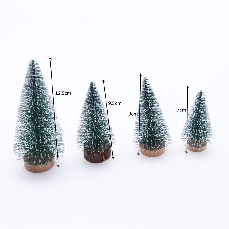 Mini Christmas Tree with Snow and Leather Base | Holiday Desktop & Window Decoration | Christmas Decor | Small Pine Needle Simulation Tree|Home D