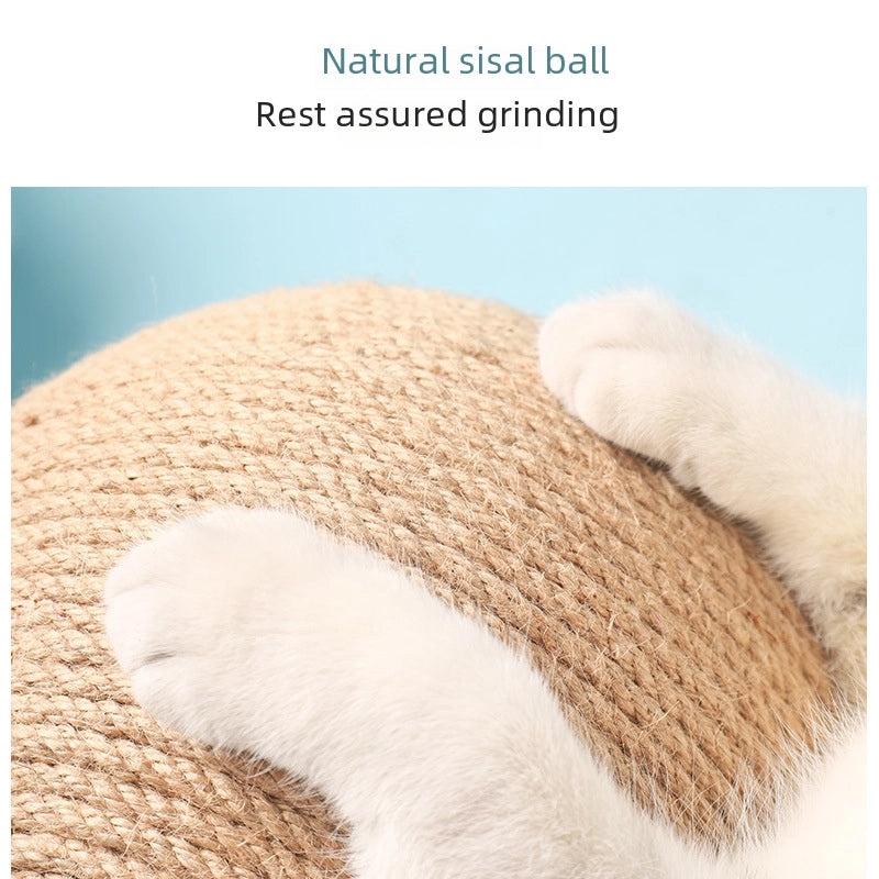 Durable Wooden Cat Scratching Post with Hand-Wound Rope Ball and Climbing Frame for Pets|Cat Toys & Accessories