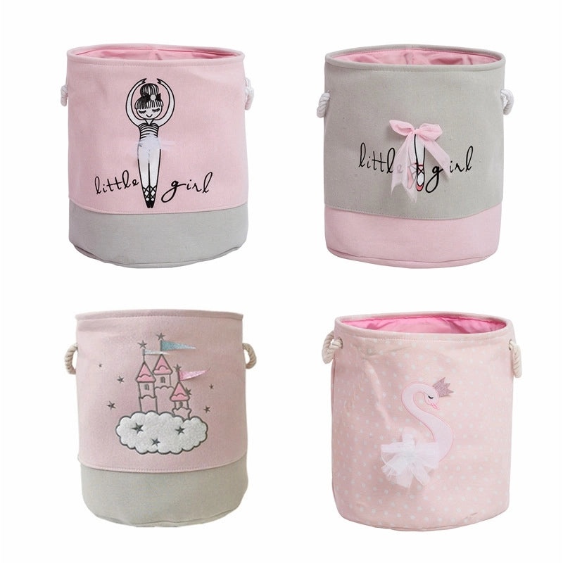 Dancing Girls Round Fabric Storage Basket Thickened Large Laundry Hamper Home Organizer Bag|Home Storage & Organization