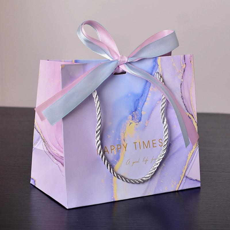 Exquisite White Cardboard Gift Bag with Double Ribbon Handles for Candy Packaging | Gift Bags & Packaging