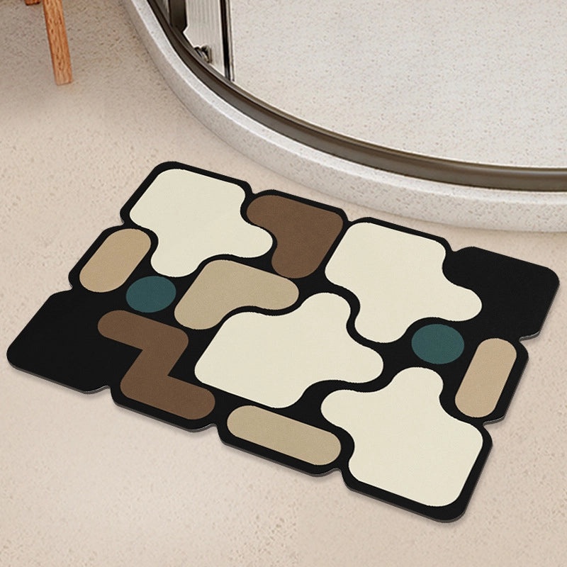 Geometric Diatom Mud Absorbent Bath Mat Non-Slip Soft Bathroom Rug|Bath Accessories