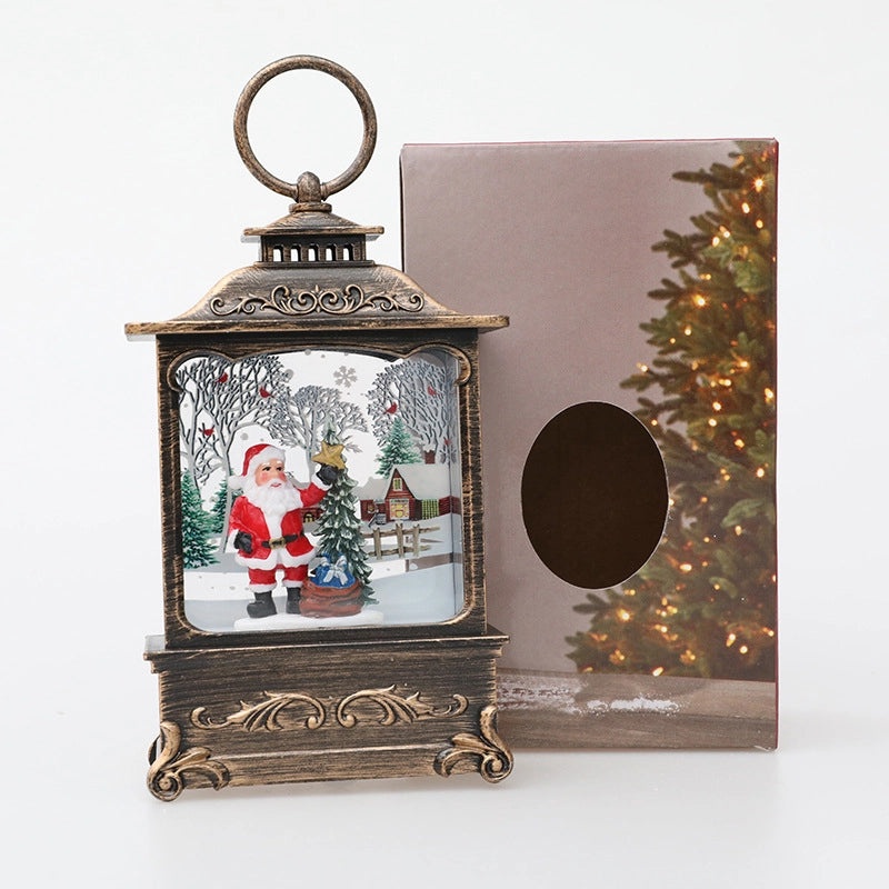 Christmas Square Flat Interior Light Featuring Santa Claus and Tree | Holiday Home Decor
