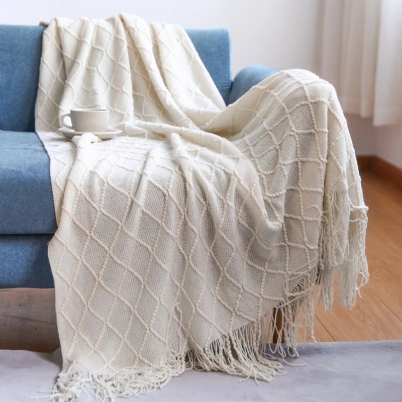 Cozy Solid Color Acrylic Fiber Blanket for Home | Bedding & Blankets