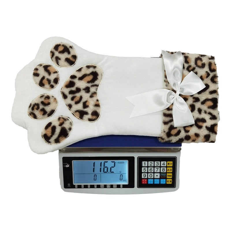 Plush Cat Claw Embroidered Christmas Socks Fireplace Decorations | Home Decor & Seasonal Accessories