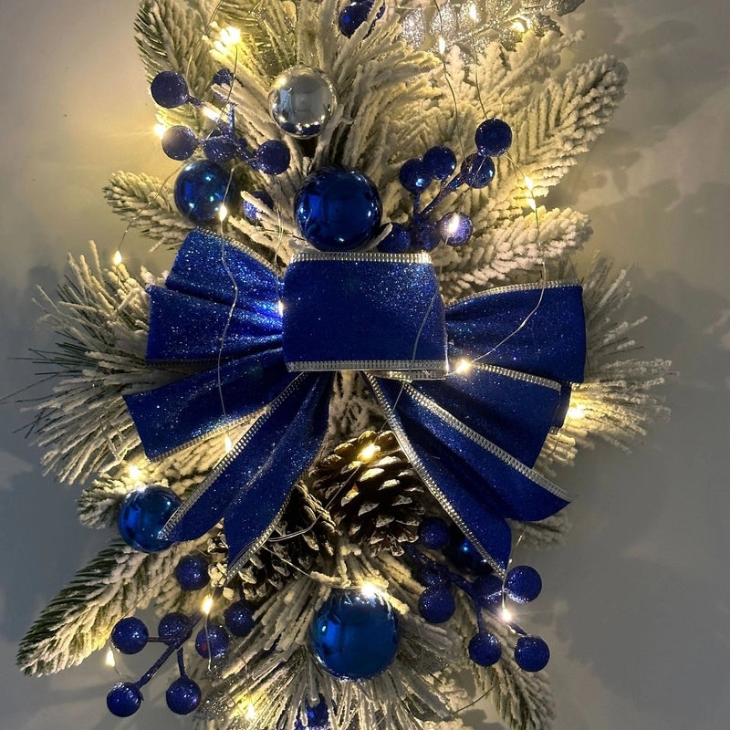 Christmas Flocked Staircase Wreath Nordic Indoor Home Decor Holiday Scene Layout|Christmas Decorations