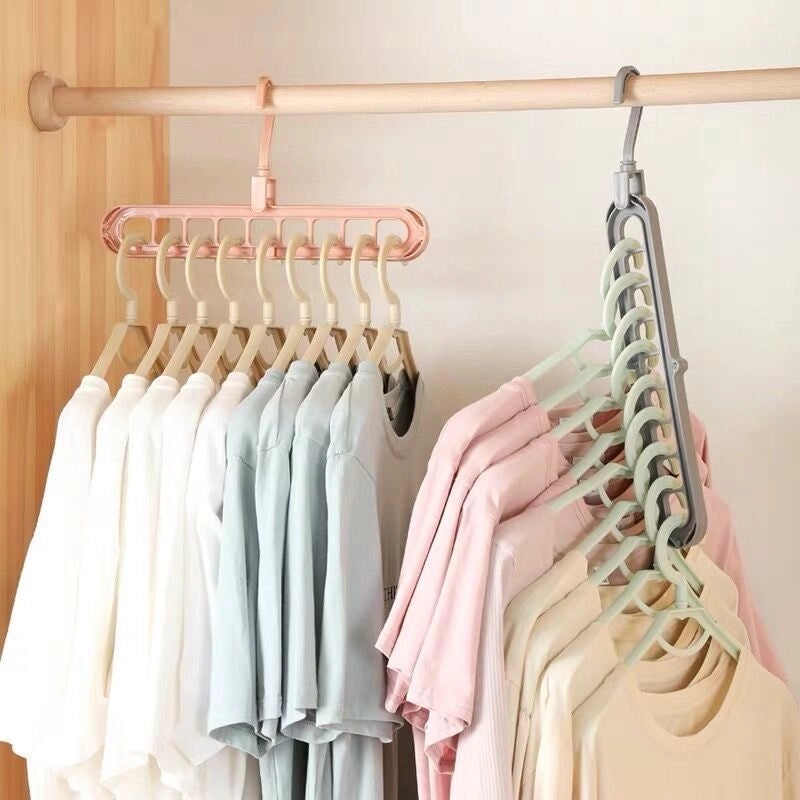 Multifunctional Foldable Clothes Hanger with 9 Holes | Home Storage & Organization