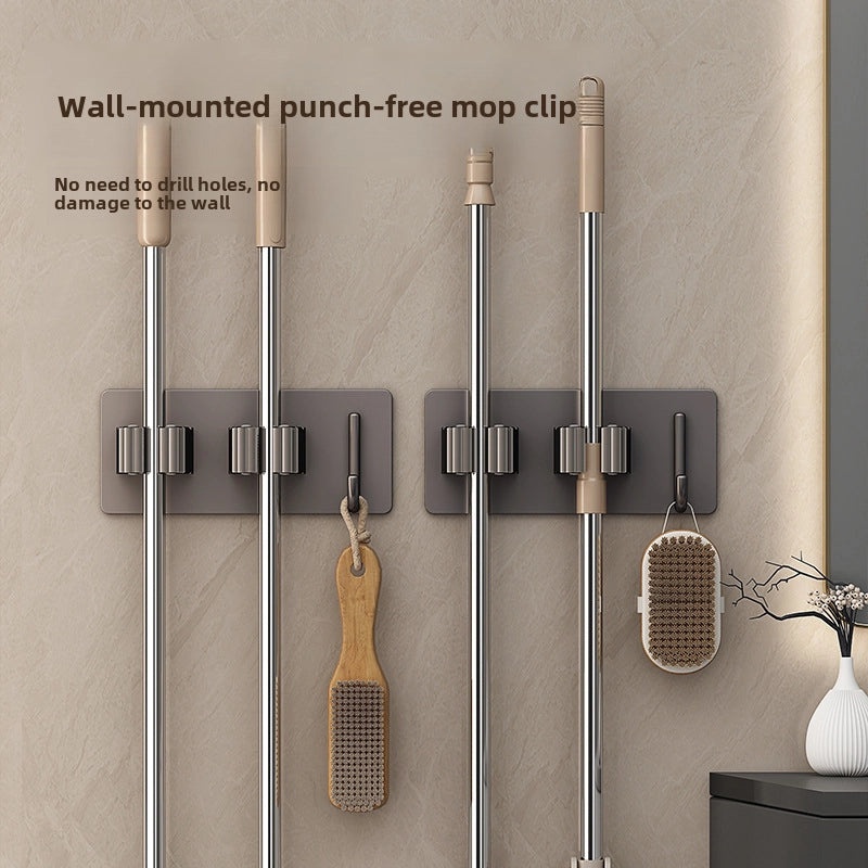 Punch-free Wall Mop Hook Strong Adhesive Broom Hanger Organizer|Home Storage & Organization