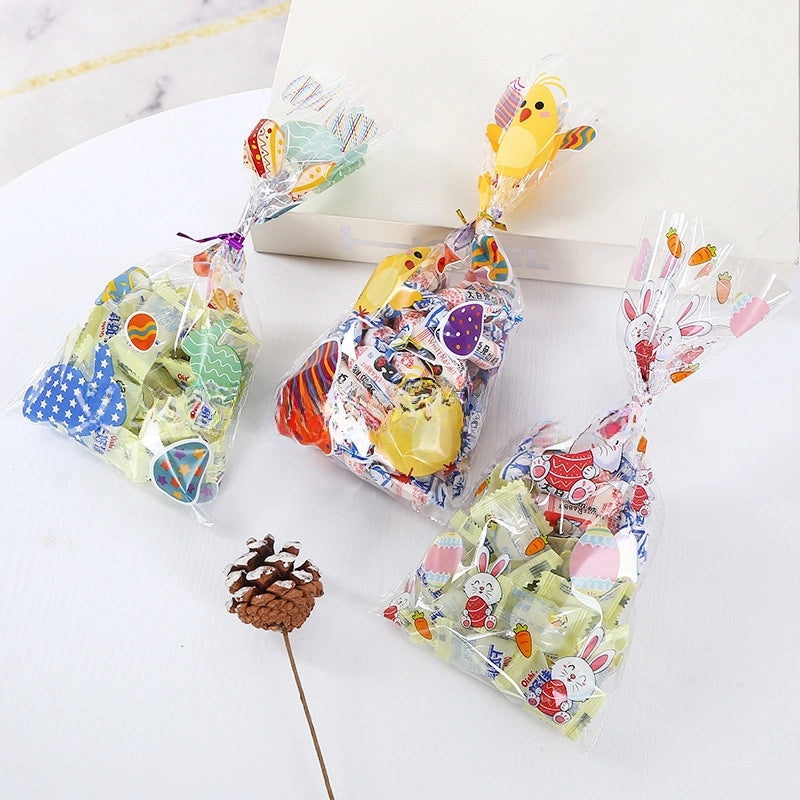 Easter Flat Bottom Packaging Bags with Rabbit Pattern, 4 Styles Combo for Easter Egg Gifts|Holiday Packaging