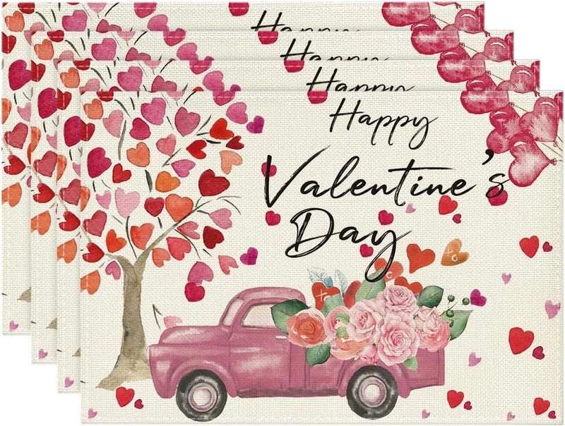 Romantic Heart-Shaped Rose Linen Cotton Blend Pillow Cover|Home Decor Accessories