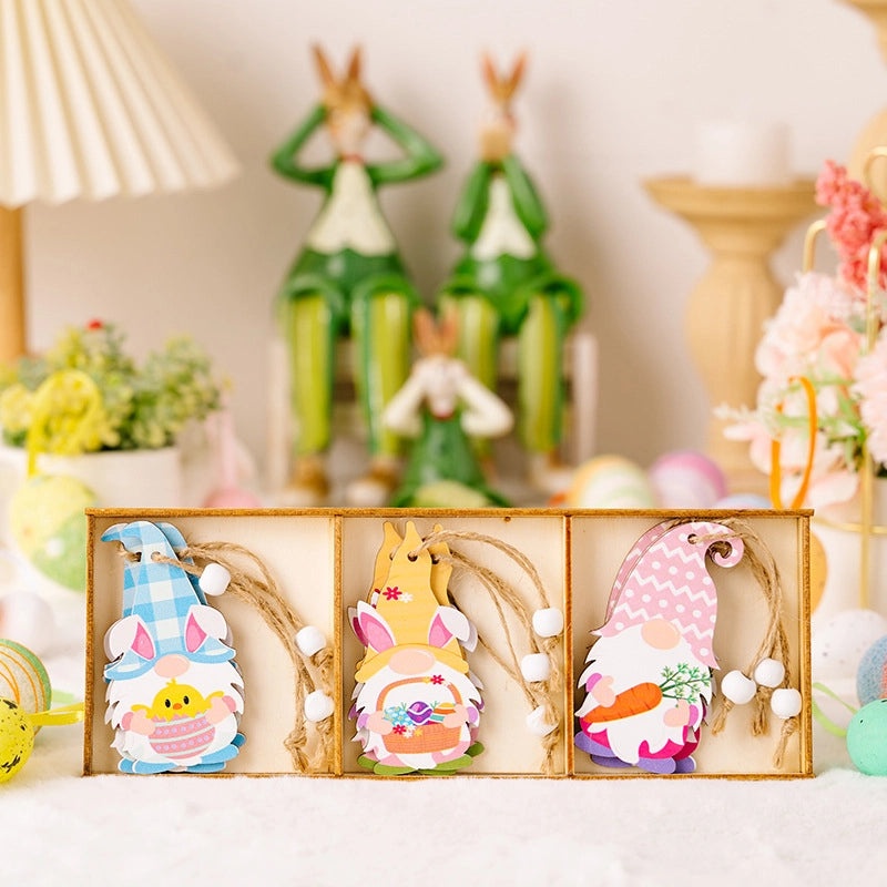 Easter Bunny and Carrot Wooden Hanging Ornament, Cute Festival Table Decoration|Home Decor