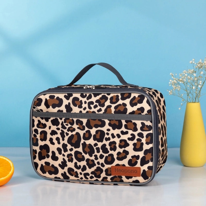 Leopard Print Insulated Lunch Bag Portable Cooler Bag for Students|Lunch Bags