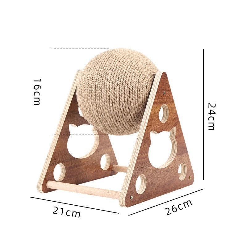Durable Wooden Cat Scratching Post with Hand-Wound Rope Ball and Climbing Frame for Pets|Cat Toys & Accessories