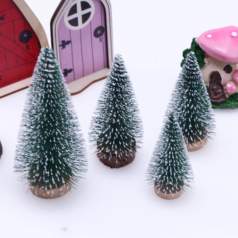 Mini Christmas Tree with Snow and Leather Base | Holiday Desktop & Window Decoration | Christmas Decor | Small Pine Needle Simulation Tree|Home D