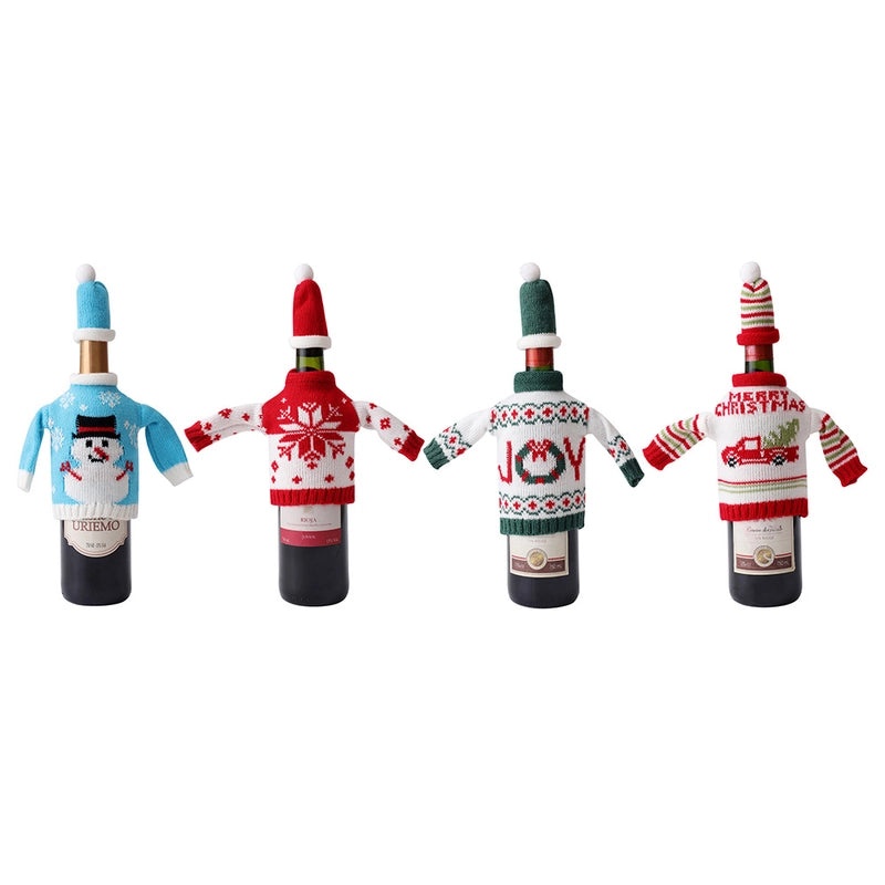 Christmas Cartoon Letter Acrylic Knitted Bottle Cover Indoor Festival Decoration|Home Decor & Holiday Accessories