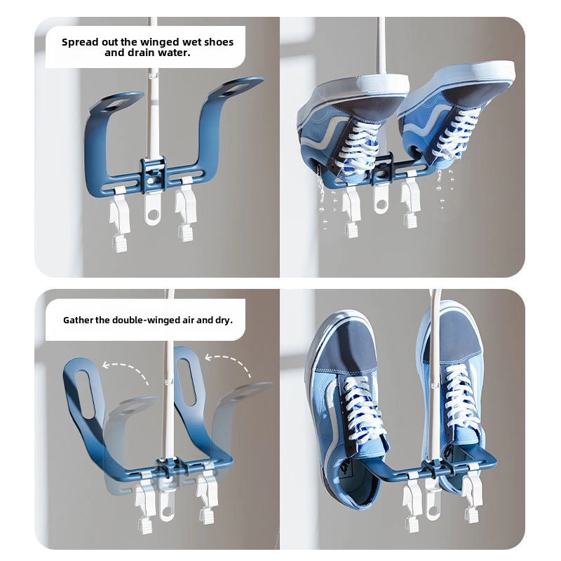 Multifunctional Rotating Folding Shoe Rack with Draining Clips for Dorm Balcony Drying | Home Storage & Organization