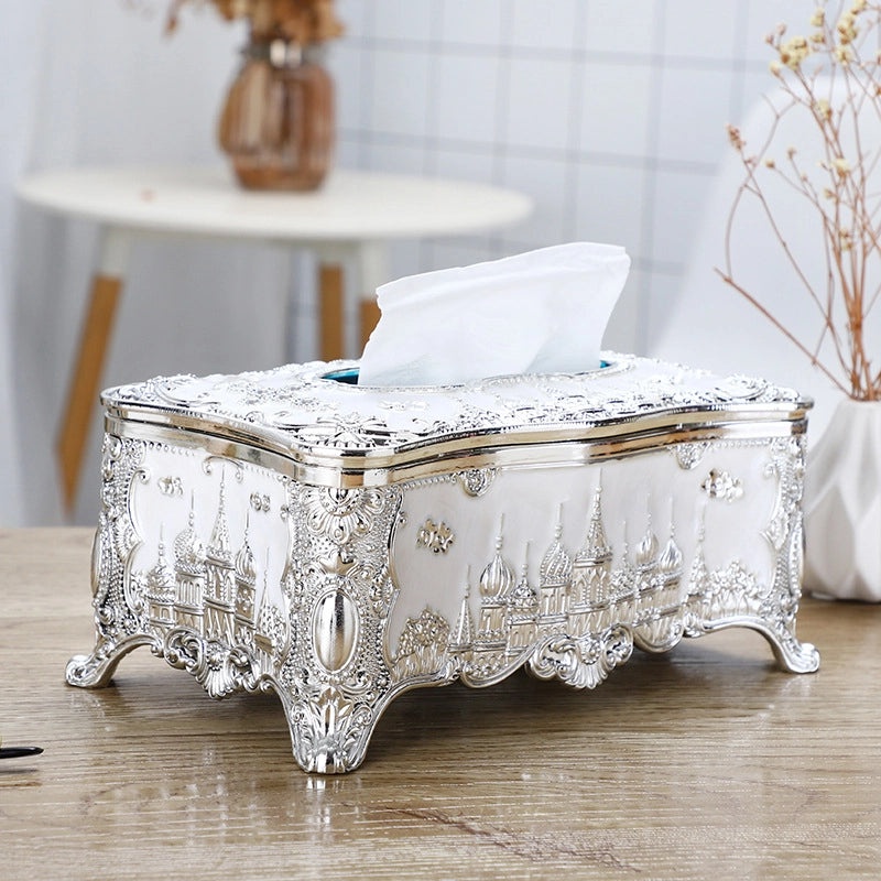 Golden Edge Small Napkin Tissue Box for Home Desktop Use | Home & Living Accessories