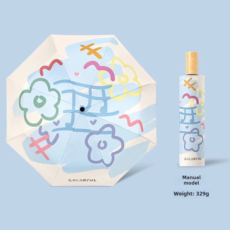 Dual-use Automatic Folding Umbrella for Women | Sun & Rain Protection UV Shield | Portable High-Grade Black Coating | Umbrellas