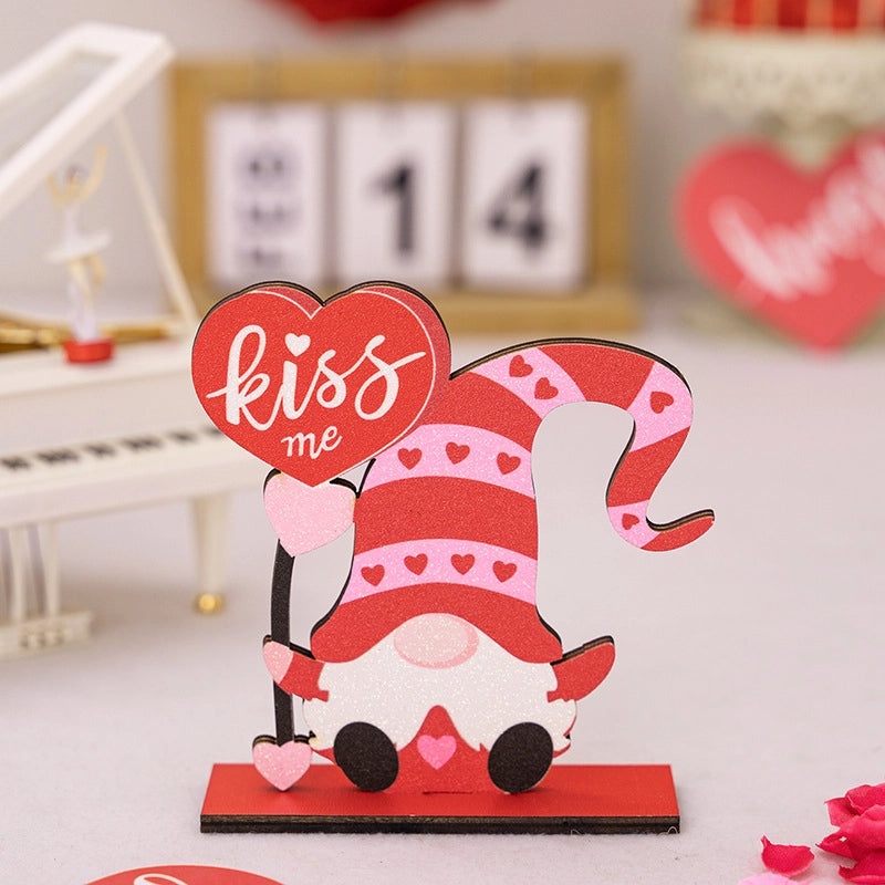 Valentine’s Day Heart Shaped Plywood Indoor Date Ornament Rudolph Doll Table Decor|Home Decor