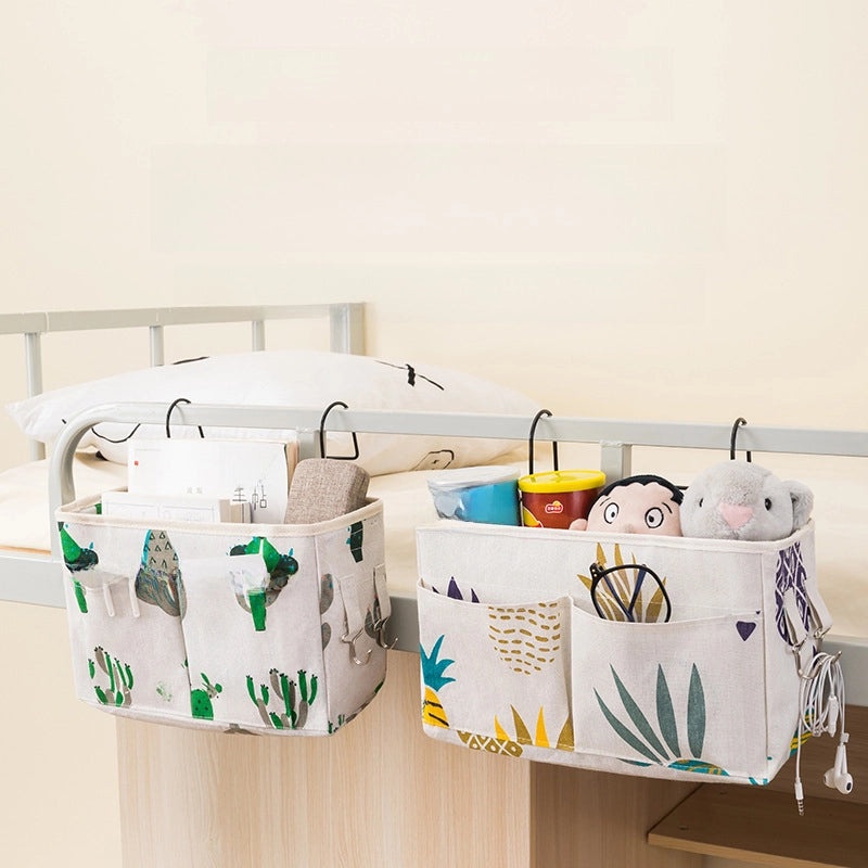 Cotton Linen Bedside Storage Bag for Books and Sundries | Home Organization