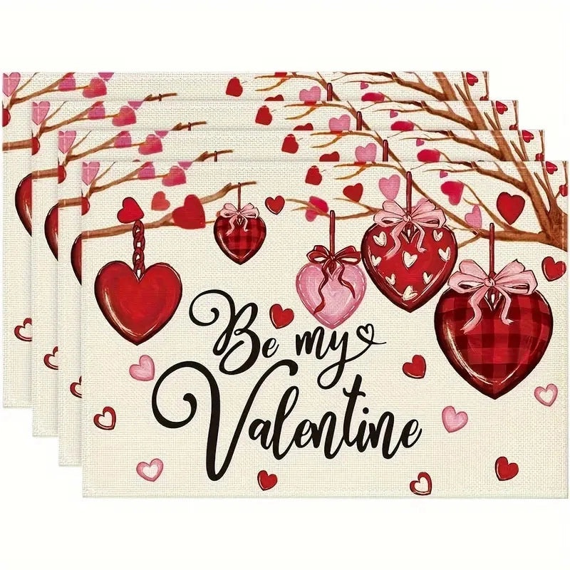 Romantic Heart-Shaped Rose Linen Cotton Blend Pillow Cover|Home Decor Accessories