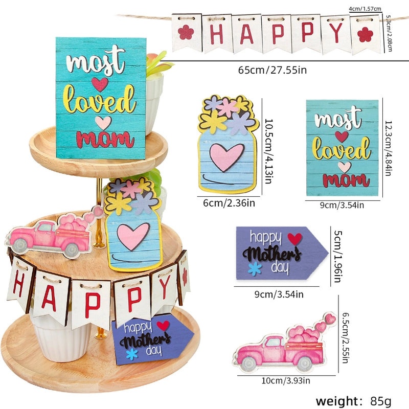 Mother's Day Heart Letter Wooden Family Gathering Festival Ornaments Party Decorations 1 Set|Home Decor & Party Supplies