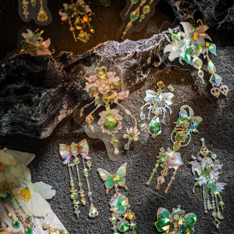 3D Ice Crystal Pet Laser Stickers for Jewelry Planner Frames | Jewelry Craft Supplies